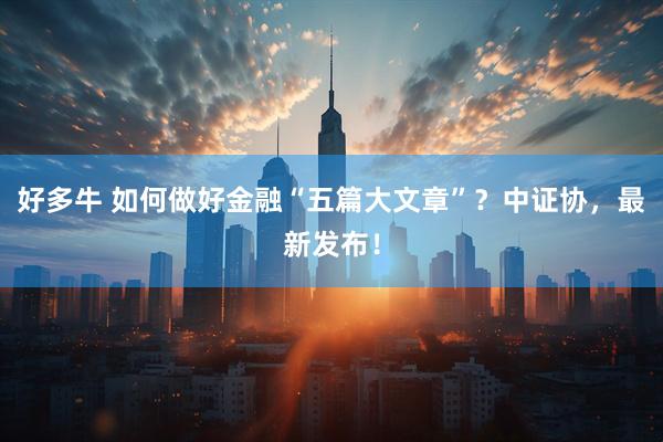 好多牛 如何做好金融“五篇大文章”？中证协，最新发布！