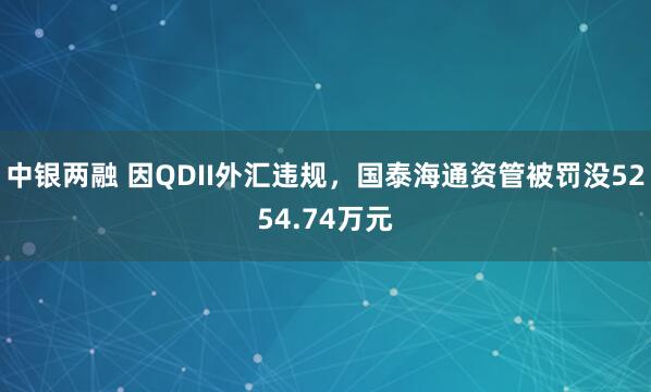 中银两融 因QDII外汇违规，国泰海通资管被罚没5254.74万元